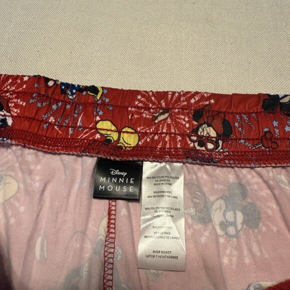 Women's Disney Mickey & Minnie Mouse Red Print PJ Pants - Size 3X - 22W - 24W - Picture 3 of 3